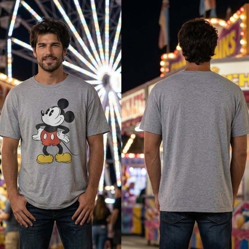 Disney Mickey Mouse Felt Vinyl Graphic T Shirt Men’s XXL 50-52
